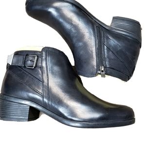 Bussola Ariana Nevada Black Leather Ankle Boots Women's Sz 7.5